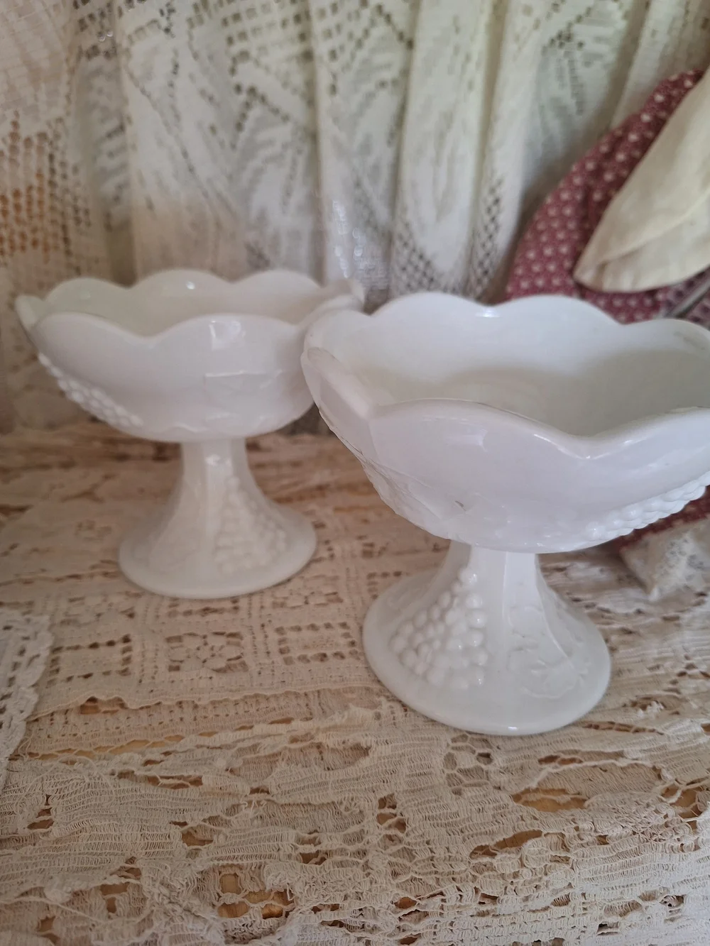 Indiana Glass White Milk Glass Pedestal Candle Pair